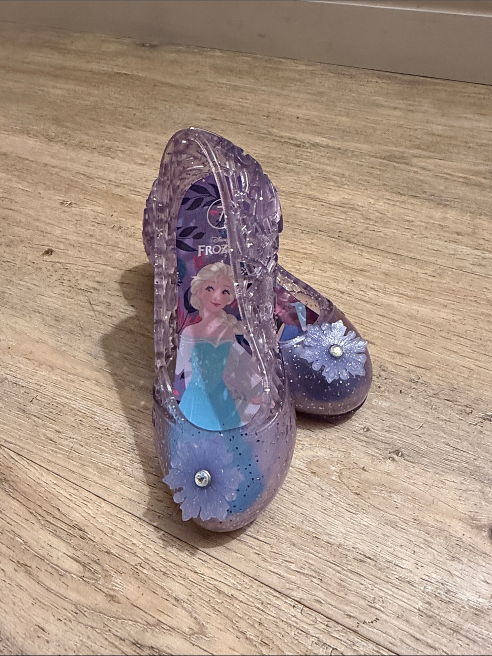 Disney Purple Glitter Jelly Flats with Frozen Elsa Insole